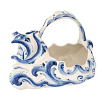 7426 Гжель Конфетница "Кораблик" 15*20см Авт. Исаев С.В.