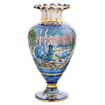 0022882/сюж Гжель Ваза "Глухари" цвет/зол Авт. Алехин С.С.