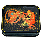 0076362/10*8см  Лаковая миниатюра Палех ШКАТУЛКА "Жар-птица" БАХИРЕВА