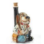 -0,05л Фарфор МИНИ-ШТОФ"Игрушка-Собака с ружьем"в цвете и золоте 0,05л в комплекте 