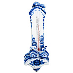 66351 Гжель Термометр настенный "Деревенька" 34см Авт. Исаев С.В.