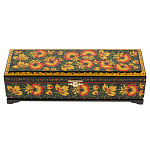 0074466/30*10см -3 отделения  Хохлома Шкатулка для Украшений  Цветы 30*10см Р20 Н 0029