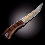 0049635 Златоуст Нож шкуросъемный Соболь (кожа) золото