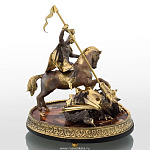 5279/3710 Нат камень, Бронза Скульптура "Георгий Победоносец"патин.,Яшма (3710)