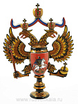 0013887/38*38см  Хохлома КУБОК "Герб РФ" СРЕДНИЙ