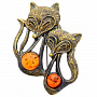 Брошь с янтарной вставкой "Лисички хитрые" (коньячный), фотография 2. Интернет-магазин ЛАВКА ПОДАРКОВ