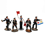 200013 Оловянная миниатюра Набор солдатиков Вторая Мировая Война Матросы (5 фигур)