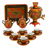 Самовар электрический 3 л с сервизом "Ягоды". Хохлома