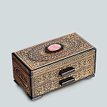 /02301/01 Береста шкатулка Комод малый  (тройка)  с родонитом (02301/01)