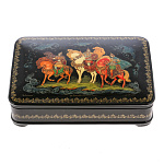 0065082-19*13см  Лаковая миниатюра Палех Шкатулка"Три богатыря" Баглаев