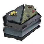 0037324/П/2044 Нат.камень ШКАТУЛКА ШЕСТИГРАНАЯ большая змеевик