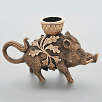 0021611/НБ Бронза НАБОР Подсвечников "Кабанчик" 2шт патиниров. 