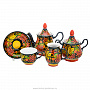 Чайный сервиз на 5 персон "Рябина". Хохлома, фотография 2. Интернет-магазин ЛАВКА ПОДАРКОВ