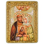 0040757/RTI-248-6.m/15*20см Икона подарочная"Петр и Февронья" мореный дуб/береза