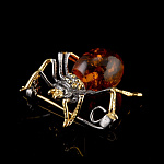 825958/5-6г  Серебро 925* БРОШЬ  вст.Янтарь  п/п