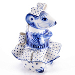  Гжель Скульптура "Мышка-принцесса" Авт. Бидак В и Н. 