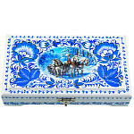 0017494/18*10 Хохлома Шкатулка под купюры "Зимняя тройка" белый фон сюжет