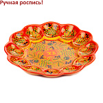 0063624  Хохломская роспись ПАСХАЛЬНИЦА "СМОРОДИНА" 12 яиц красный фон