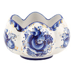 0069246 Гжель САЛАТНИК "ЛИЛИЯ"в золоте (СТС)