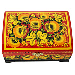 0076984/20*14см Хохлома Шкатулка-сундучок"ЦВЕТЫ" красн фон Р21/Р83