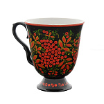 1923-комплект  Хохлома Бокал "Лилия" с блюдцем 460ml