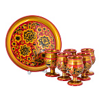 202901 Хохлома ПИТЕЙНЫЙ НАБОР, кудрина на красном