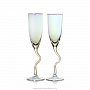 Набор 2 бокала для шампанского 180 мл "Радуга" изогнутая ножка, фотография 1. Интернет-магазин ЛАВКА ПОДАРКОВ