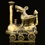 0061045 Бронза Скульптура "Крыса в паровозе"