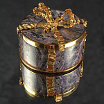 0015845 Бронза ШКАТУЛКА "Подарок"золочение,Чароит,Эксклюзив.Авт.Работа, в П/У