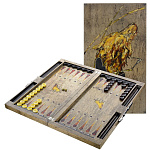 0050509 !!СУПЕР-ЦЕНА!!!  Нардовая доска 640*600*80 "ВОЛК.ТОТЕМ"кейс (янтарь, кар/ береза/тонир)