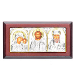 0052353/9,3*5см/5006510011 Икона Триптих "Казанская/Спаситель/Николай"позолота/дерево