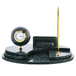 архив0060188 Набор "Овальный"часы, визитница,1ручка. Мрамор Верде Гватемала(зеленый)