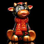 0066331 Хохлома СИМВОЛ ГОДА 2021 Бык-Копилка"12*15 см (фарфор)