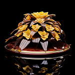 0064202-НП КОМПОЗИЦИЯ цветочная НАСТОЛЬНАЯ д=35см  Янтарь, дерево