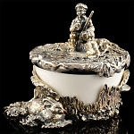 3526 Серебро 925* Солонка "Заячья охота" с чернением в П/У 713СЛ13006 86,3