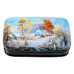 Шкатулка с художественной росписью "Зима в деревне"