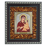 Икона янтарная "Божья Матерь Тихвинская" 22х19 см