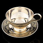 0048075 Серебро 875* ЧАЙНАЯ ПАРА гравировка, чернение серебра в П/У