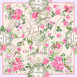 500027 Сувенирный платок "Соловей", 90*90, 70% шёлк 30% вискоза МД Нины Ручкиной