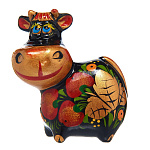 0055899 Хохлома СИМВОЛ ГОДА 2021 КОРОВКА средняя 7*7*5см(фарфор)