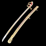 0034122/Сем Златоуст САБЛЯ "РОССИЯ" триколор-фианиты, позолота, серебрение