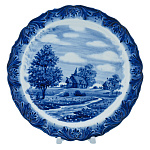 Тарелка декоративная "Лето в деревне". Гжель