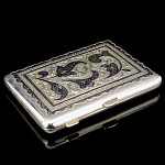 0040415 Серебро 875* ПОРТСИГАР, гравировка, чернение в П/У 168