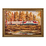 Картина янтарная "Поезд" 40х60 см