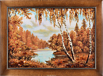 Картина янтарная "Осенний пейзаж. У воды" 