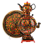 23419-5л-Нб-шар Самовар Тульский электрический "Земляника" 5л. в наборе 3 предм. 