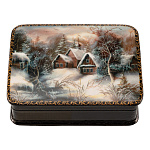 Шкатулка из папье-маше "Зима в деревне"