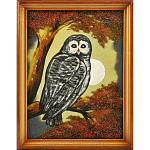 24877/1694-дерево Нат.камень КАРТИНА "Сова" 30*40см багет-дерево(1694)