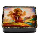 Шкатулка из папье-маше с принтом "Пейзаж. Осень"