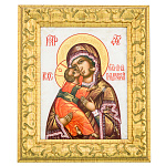 300080-НП Икона рукописная Владимирская Божия Матерь перламутр 140-170 мм 